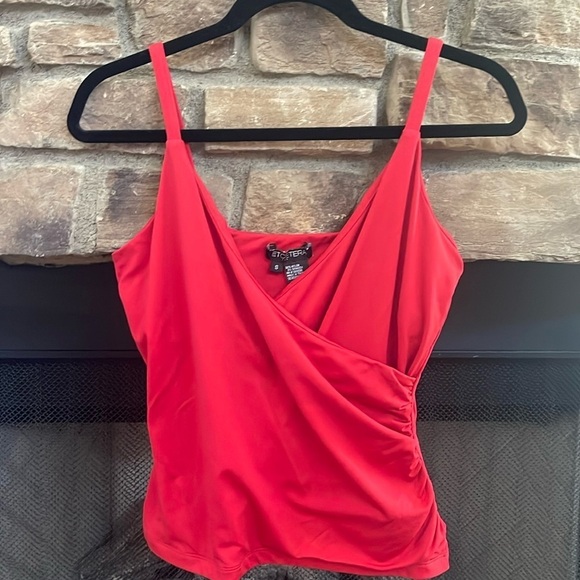 Etcetera red, criss-cross blouse. Size Small. - Picture 1 of 6